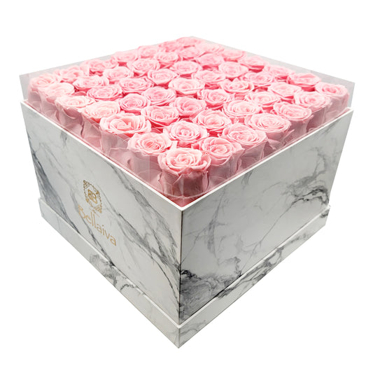 Classic Roses in Large Marbled Square Box